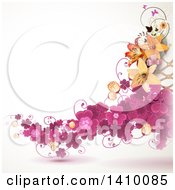 Poster, Art Print Of Purple Clover And Lily Floral Background