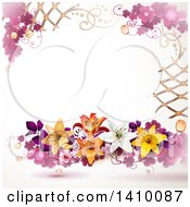 Poster, Art Print Of Purple Clover And Lily Floral Background