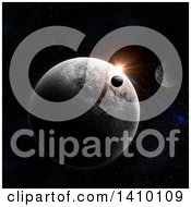 Poster, Art Print Of Background Of A Sunrise And 3d Fictional Planets