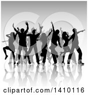 Poster, Art Print Of Group Of Silhouetted Dancers Over Gray