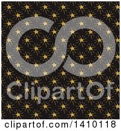 Clipart Of A Hand Drawn Gold Stars On Black Pattern Royalty Free Vector Illustration