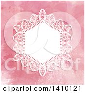 Poster, Art Print Of White Doily And Pink Watercolor Wedding Invitation Design