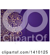 Clipart Of A Golden Ornate And Purple Background Or Business Card Design Royalty Free Vector Illustration