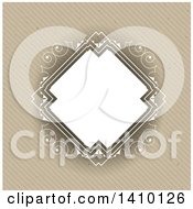 Clipart Of A White Frame And Brown Stripe Pattern Wedding Invitation Design Royalty Free Vector Illustration