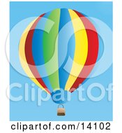 Colorful Hot Air Balloon Floating In A Clear Blue Sky Aviation Clipart Illustration by Rasmussen Images #COLLC14102-0030