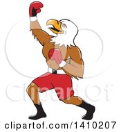 Clipart Of A Cartoon Bald Eagle Man Boxer Pumping His Fist Royalty Free Vector Illustration