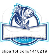 Clipart Of A Retro Jumping Sheepshead Fish Design Royalty Free Vector Illustration