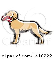 Poster, Art Print Of Retro English Setter Dog With A Deflated Volleyball In His Mouth