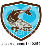 Poster, Art Print Of Retro Cobia Fish In A Brown White And Blue Shield