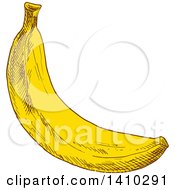 Clipart Of A Sketched Banana Royalty Free Vector Illustration