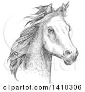 Clipart Of A Gray Sketched Horse Head Royalty Free Vector Illustration