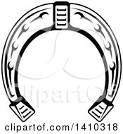 Clipart Of A Black And White Horseshoe Royalty Free Vector Illustration