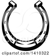 Clipart Of A Black And White Horseshoe Royalty Free Vector Illustration