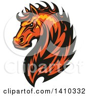 Clipart Of A Tough Orange Horse Head Royalty Free Vector Illustration