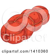Clipart Of A Sketched Sausage Or Ham Royalty Free Vector Illustration