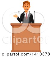 Poster, Art Print Of Caucasian Business Man Or Politician Speaking