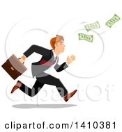Poster, Art Print Of Caucasian Business Man Chasing Money
