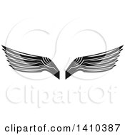 Clipart Of A Pair Of Black And White Wings Royalty Free Vector Illustration