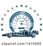 Blue Race Car Speedometer And Stars