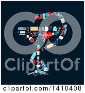 Clipart Of A Flat Design Pharmaceutical Snake Bowl Of Hygieia Made Of Medical Icons Royalty Free Vector Illustration
