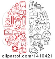 Clipart Of A Brain Formed Of Red And Gray Medical Icons Royalty Free Vector Illustration by Vector Tradition SM