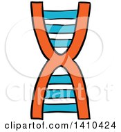 Clipart Of A Sketched Dna Strand Royalty Free Vector Illustration