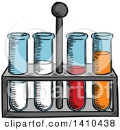 Clipart Of A Sketched Stand And Test Tube Royalty Free Vector Illustration by Vector Tradition SM