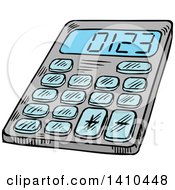 Clipart Of A Sketched Calculator Royalty Free Vector Illustration by Vector Tradition SM