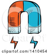 Clipart Of A Sketched Magnet Royalty Free Vector Illustration