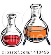 Poster, Art Print Of Sketched Science Flasks