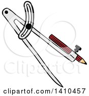 Clipart Of A Sketched Drafting Compass Royalty Free Vector Illustration by Vector Tradition SM