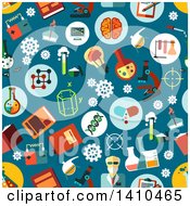 Clipart Of A Flat Design Background Of Science Icons Royalty Free Vector Illustration