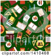 Clipart Of A Flat Design Background Of Educational Icons Royalty Free Vector Illustration