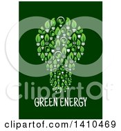 Poster, Art Print Of Lightbulb Made Of Leafy Green Light Bulbs Over Text On Green