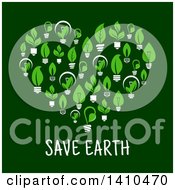 Poster, Art Print Of Heart Made Of Leafy Green Light Bulbs Over Save Earth Text On Green
