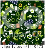 Clipart Of A Flat Design Background Of Green Energy Icons Royalty Free Vector Illustration