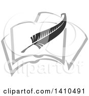 Poster, Art Print Of Grayscale Feather Quill And Scroll