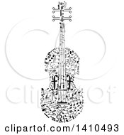 Poster, Art Print Of Violin Formed Of Black And White Music Notes