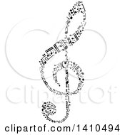 Clipart Of A Clef Made Of Black And White Music Notes Royalty Free Vector Illustration