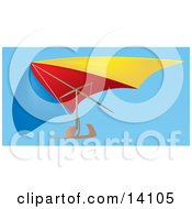 Poster, Art Print Of Blue Red And Yellow Hang Glider In A Clear Blue Sky Aircraft
