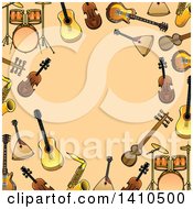 Clipart Of A Border Of Musical Instruments Royalty Free Vector Illustration