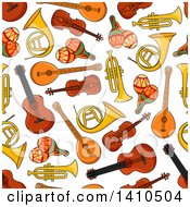 Poster, Art Print Of Seamless Background Pattern Of Musical Instruments