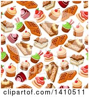 Poster, Art Print Of Seamless Background Pattern Of Desserts