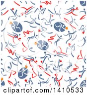 Poster, Art Print Of Seamless Background Pattern Of Ribbon People