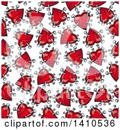 Poster, Art Print Of Seamless Background Pattern Of Hearts With Nails