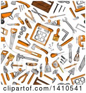 Clipart Of A Seamless Background Pattern Of Tools Royalty Free Vector Illustration
