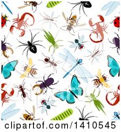 Clipart Of A Seamless Background Pattern Of Insects Royalty Free Vector Illustration