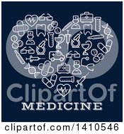 Clipart Of A Heart Made Of White Medical Icons On Blue Royalty Free Vector Illustration