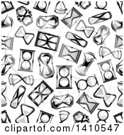 Clipart Of A Grayscale Seamless Background Pattern Of Hourglasses Royalty Free Vector Illustration