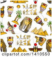 Poster, Art Print Of Seamless Background Pattern Of Ancient Egyptian Icons